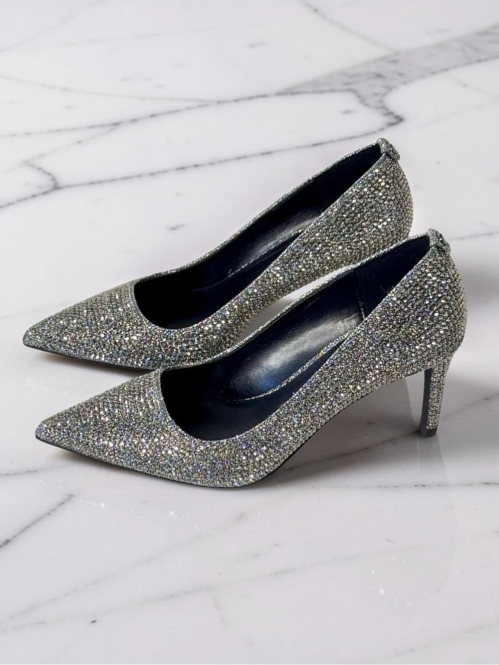 Michael Kors Alina Flex Gunmetal,Heels, Pumps, individual dazzling rhinestone’s - Picture 5 of 12